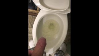 Big cock pissing into the toilet, jiggling it off an flushing. (POV)