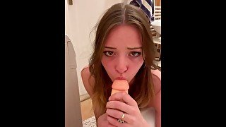 Hot girl fucks big dildo