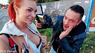 Kessie Shy & Andy Star in Redhead Kessie Shy Banged Behind Billboard! - KINK