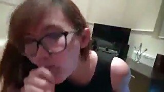 Torrid nerdy chestnut haired Asian girl was sucking a stiff cock