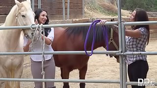 Missy Martinez & Lylith Lavey Are Horny & Wet AF While Fucking In The Barn