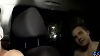 Straight buddies get in the car to jerk off together