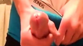 Undie boy with big peehole ruins his orgasm