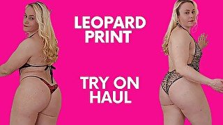 Leopard lingerie try on haul with Michellexm