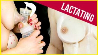 Lactating my breast milk pumping and smearing LACTATION MILKING CLOSE UP