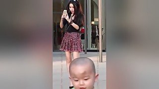 Chinese girl in short skirt