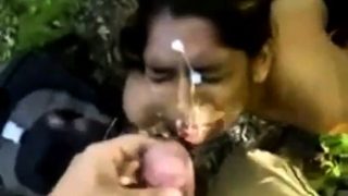 Indian girl taking an outdoor facial