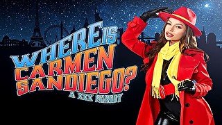 Busty April Olsen As Villain CARMEN SANDIEGO Handcuffs And Fucks You VR Porn