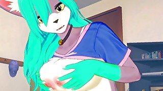 Furry Yiff Hentai - Grey Fox x Dog Sex in a bedroom - 3D Furry Hentai