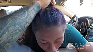 Risky Public Blowjob in Car Parking Lot