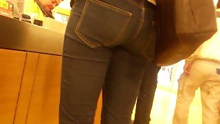 Compilation of hidden cam clips with chicks in tight jeans