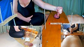 Femdom CFNM game.20 min handjob + post orgasm + feet tickling + extra dildo footjob