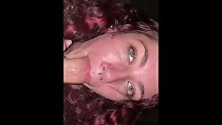 Sloppy Deepthroat Blowjob ends with me filling her throat with cum