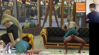 The Sims 4: Passionate sex on the couch for 8 people