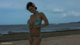 Denise milani blue bikini beach