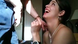 Raven haired slutty cam bitch provided her BF with a great perfect blowjob