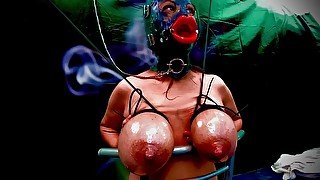 Gimp mask hucow tied tit busting