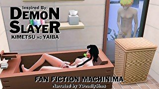 Nezuko Squirting in the Bathtub - Demon Slayer Hentai Parody #5 - Voyeur Fantasy - SIMS 4 Roleplay