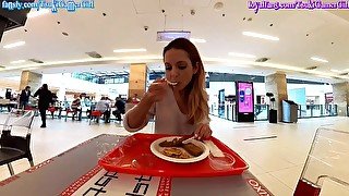 Public CumOmlette eating in a restaurant with a LOAD of fresh CUM (SORT)