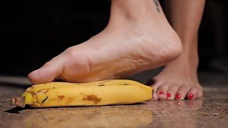 PETIT Young Woman BARELY 18 Crushing BANANAS With Her Beautiful Bare FEET  Aesthetic Fetish Film