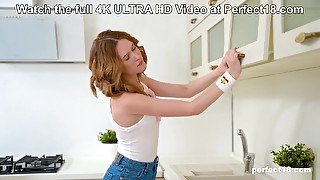 Una Fairy In Redhead Cleans The Kitchen Before Rubbing Her Pussy