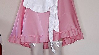 Pink spandex maid dress up