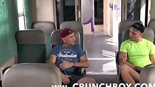 straight guy fuck bareback a gay in public train