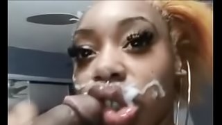 Ghetto slut got huge facial on cam