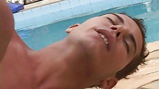 Swimming pool guard banging twink's ass