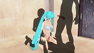 3D HENTAI Miku triple penetration