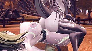 Futa Alien Reverse Cowgirl Ridding on Futa Angel