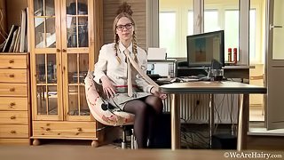 Abigail strips and masturbates by computer