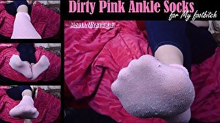 Dirty Pink Ankle Socks for My footbitch foot fetish foot worship socks femdom pov socks dirty socks