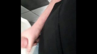 Piss and Cum Half hard in packed Bar!