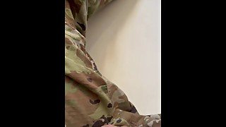 First piss-pee video! Watch while army specialist gets in a tub in uniform and begins to wet himself