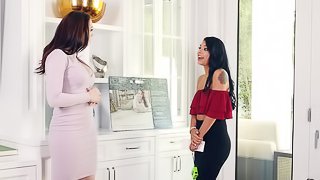 Chanel Preston and Gina Valentina play a hot lesbian game