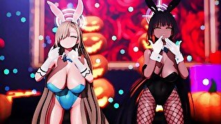 【MMD Blue Archive 4k/60fps】《Asuna (一之瀬アスナ) Karin (角楯カリン)》~《愛包ダンスホールHeart Pie Dancehall HIMEHINA》