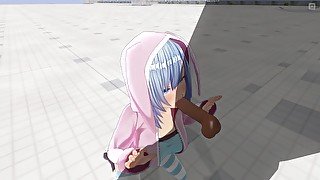 3D HENTAI Cute girlfriend after a walk sucked a big dick