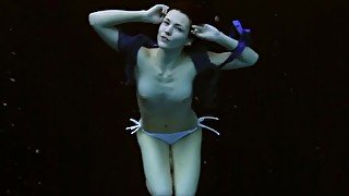 Croatian and Russian underwater nude Anna and Adriana