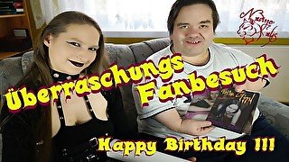 Birthday Fun - German Porn Star Nadine Cays Surprises Midget Fan