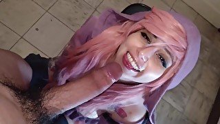 I love to cum in your pretty face  Blowjob AHEGAO close up Yuno Gasai eating cum