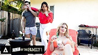 OUT OF THE FAMILY - Threesome With Stepmom And His Busty Teacher Is Every Man's Dream