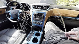 Horny Car Pee And Cum