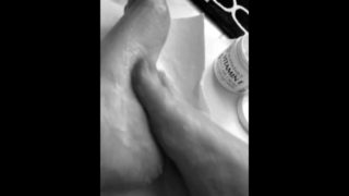 Creamy solo lotion Foot job Massage