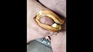 Precum filled sandwich and cheese covered balls