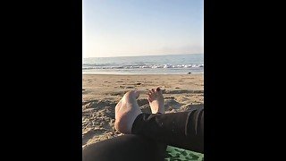 Spend some time with my feet at the beach. It's a quiet day.