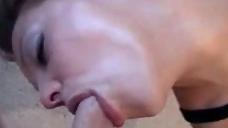 Brunette hottie with pierced tongue gives amazing blowjob