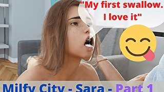 I was super horny when my stepbrother put his boxers down. I gave him my first blowjob ever. Milfy city, Sara, part 1/4