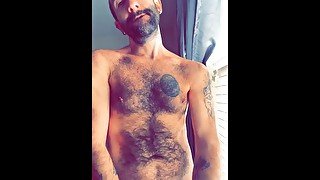 Teasing off camera stroking hairy daddy cock--check links for more!