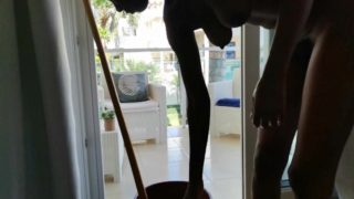 Young Latina Maid Cleans Nake your room in hotel Punta Cana